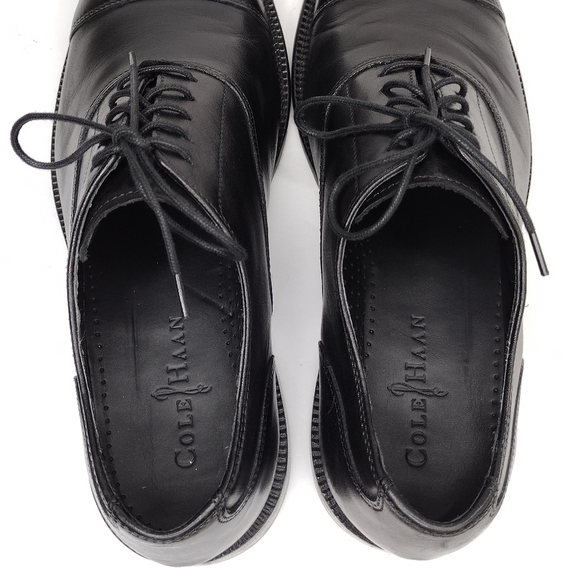 Cole Haan Men's Black Leather Lace-Up Cap Toe Dress Oxford - Picture 8 of 13